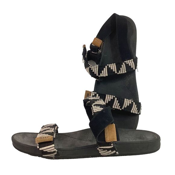 Reef Horizon Tide - Women's Size 9 - Strappy Sandals - Black & Tan - Hook & Loop - Picture 1 of 8